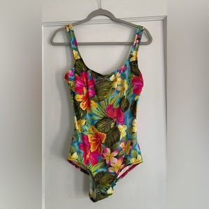 Vintage Carol Wior Bathing Suit Sze 16 Tropical Floral Colorful 80/90s